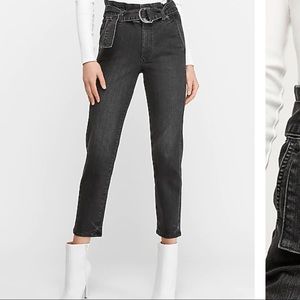 Express super high waisted black paper bag jeans